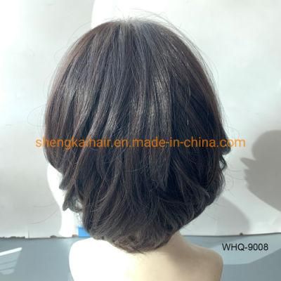 Wholesale Good Quality Handtied Human Hair Synthetic Hair Wigs for Ladies Over 50 575