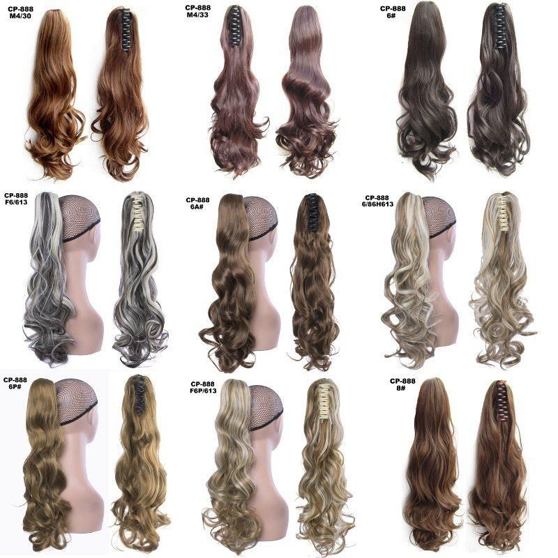 Natural Wavy Synthetic Clip in Hairpiece Human Hair Extensions Ponytail