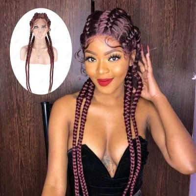 Wholesale African American 32inch Box Braid Synthetic Hair Wig Twist Braided Wigs