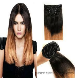 120g Two Tone Cheap 100% Human Hair Clip in Hair Extension