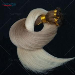 Purevirgin Virgin Hair Weft Double Drawn Human Hand Tied Hair Extensions European Hair