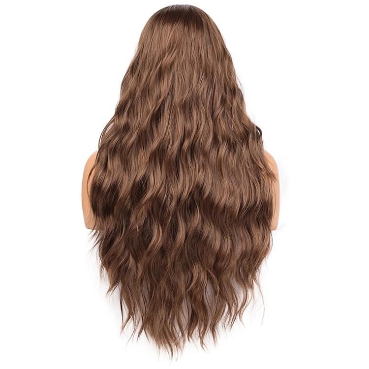 High Quality Vendor Cheap Wholesale Curly Water Wave Brown Heat Resistant for Black Women Synthetic Hair Wigs