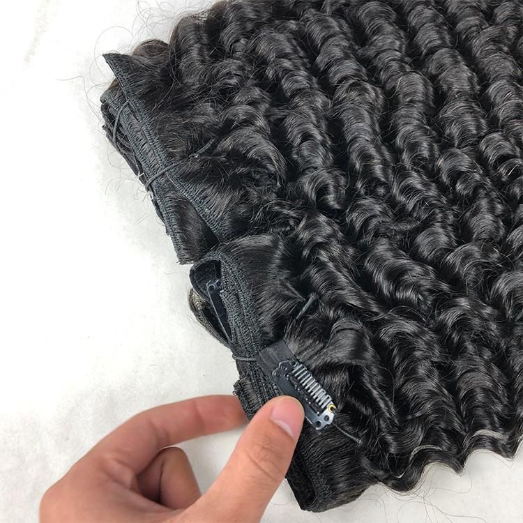 Afro Kinky 3b Curly Remy Brazilian Virgin Hair Clip in Hair Extensions 8PCS/Set