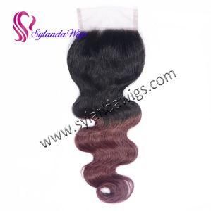 #1b-99j Brazilian Virgin Remy Body Wase 4&quot;X4&quot; Lace Closure Human Hair with Free Shipping
