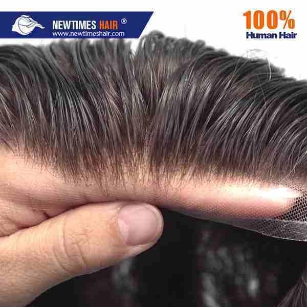 Stock Natural Looking Hairline Indian Human Hair Lace Toupee for Men