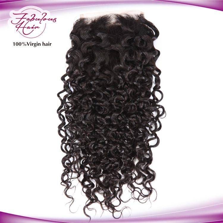 Virgin Brazilian Curly Human Hair Lace Closure Natural Color