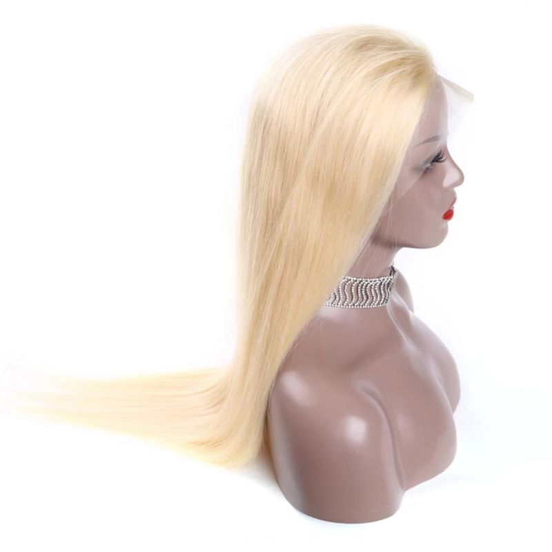 Lace Frontal 13X4 Wig Human Hair Pre Plucked Long Brazilian Straight Blonde Color HD Glueless Full Lace Wigs 28 Inches