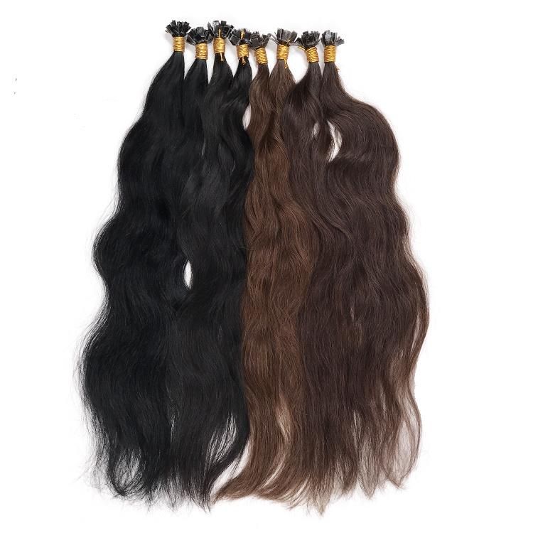 Raw Cuticle Aligned Human Hair Natural Wavy Flat Tip Hair Extensions