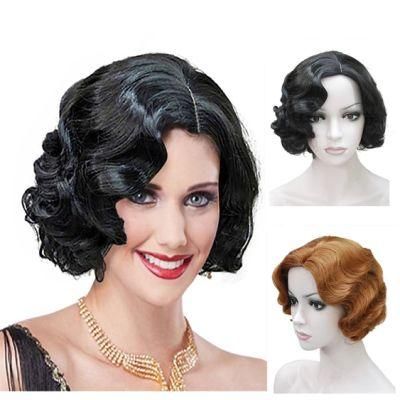 Lace Front Flapper Hairstyles Wig for Women Finger Wave Retro Style Short Human Hair Remy Brazilian Wig Cosplay