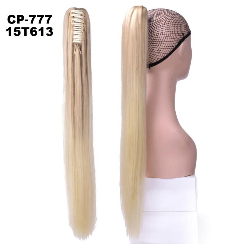 Silky Straight Heat Temperature Fiber Synthetic Clip in Hairpiece Ponytail