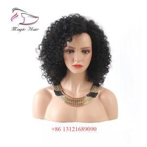 Afro Curly 130% Density Color 1b# Brazilian Human Hair Lace Front Short Bob Wigs
