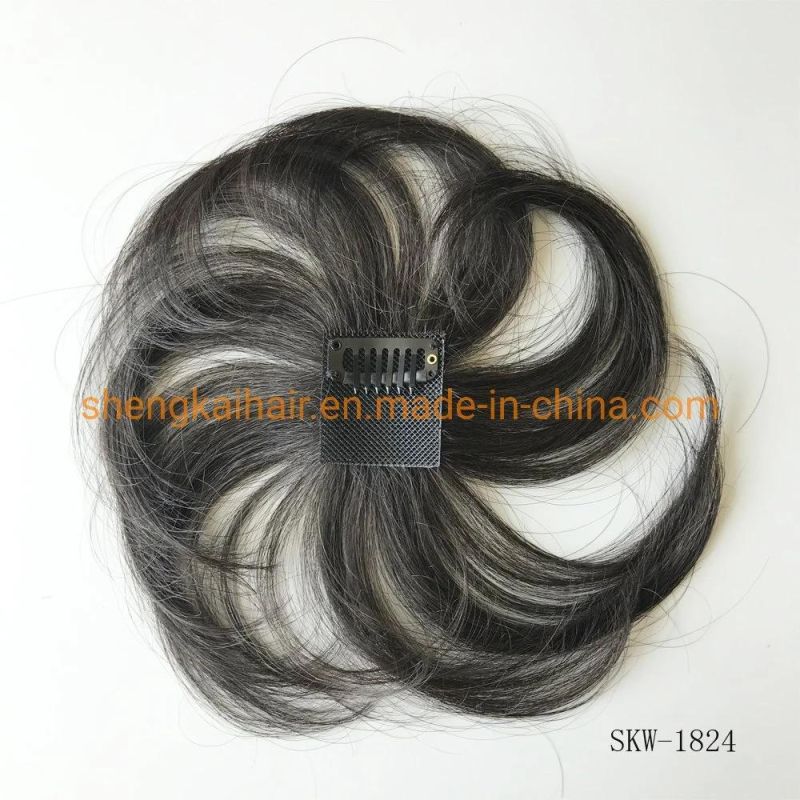 Full Handtied Human Synthetic Mix Crown Topper Hair