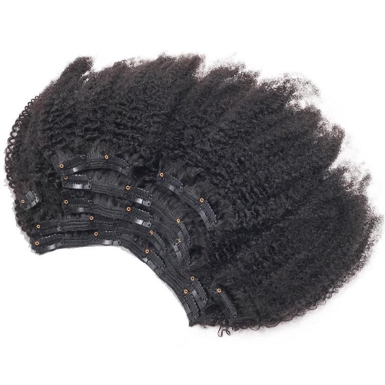Afro 4c Curly Seamless Remy Indian Hair Clip in Hair Extensions 8PCS/Set