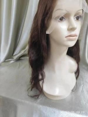 Dark Brown Virgin Brazilian Human Hair Lace Frontal Wigs on Promotion