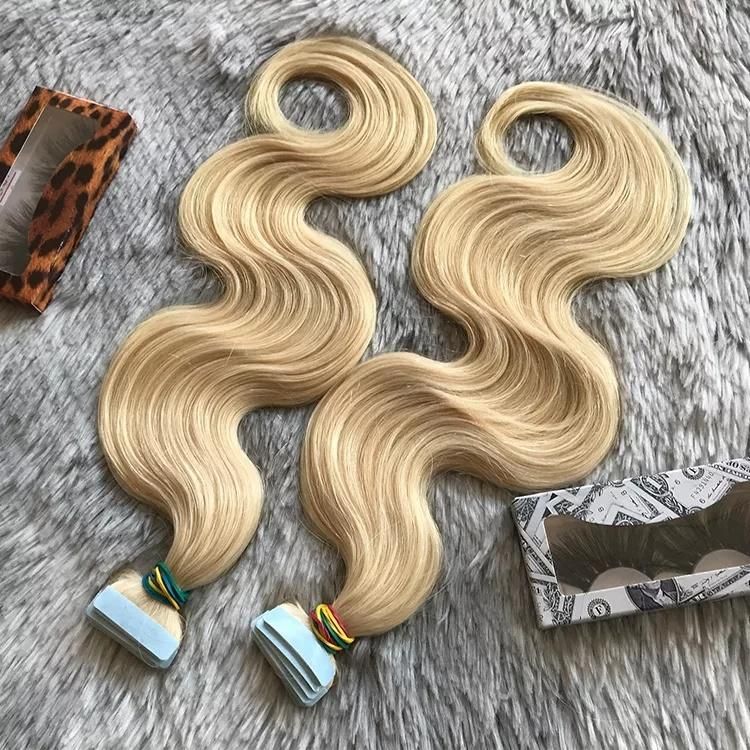 Wholesale Blonde Body Wavy Cuticle Aligned Human Hair Tape in Hair Extensions