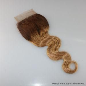 Hot Selling Hair Extensions Body Wave Hair Unprocessed 100% Cheap T4/27# Virgin Brazilian Hair Closure