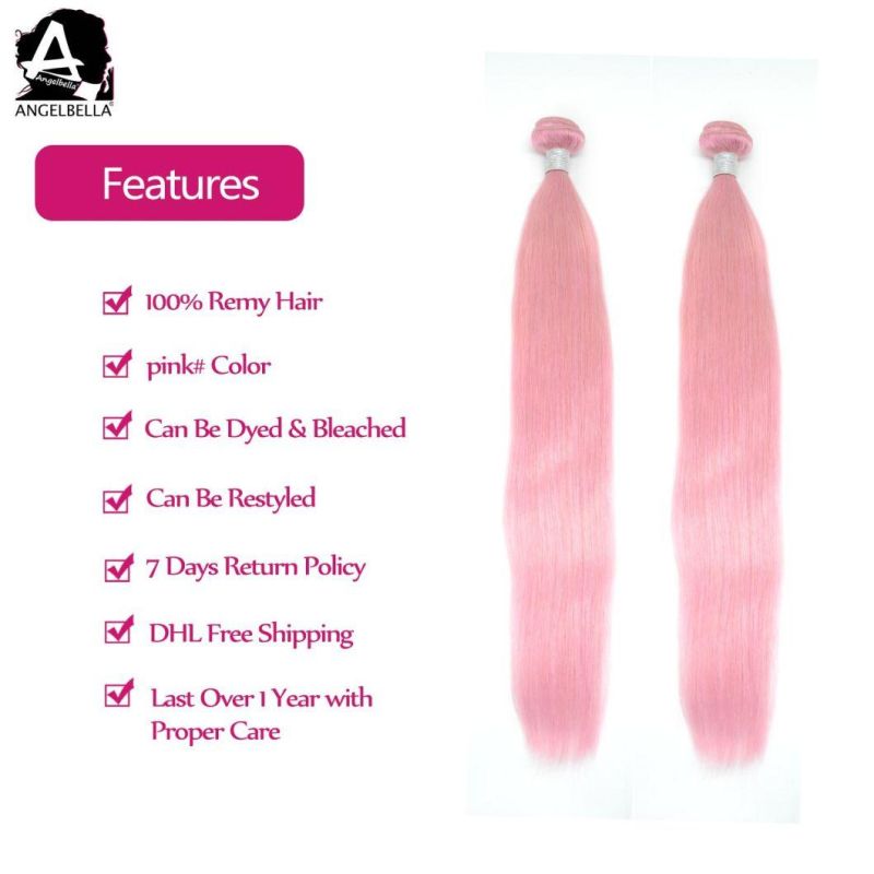 Angelbella New Design 100% Virgin Remy Human Hair Suppliers Pink Color Remy Chinese Hair Weaving