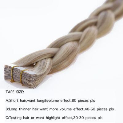 Tape Hair Extensions 100% Real Human Hair Adhesive Skin Weft Glue Machine Made Remy Colorful Solid Grey Color 50g/100g Virgin Hair