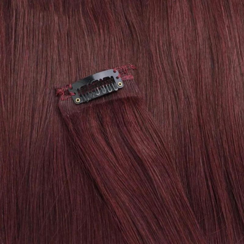 12" -24" Burgundy Clip in Human Hair 8PCS/Set Remy Clip in Extensions Full Head 99j# Brazilian Pure Color Clip in 22 Inches