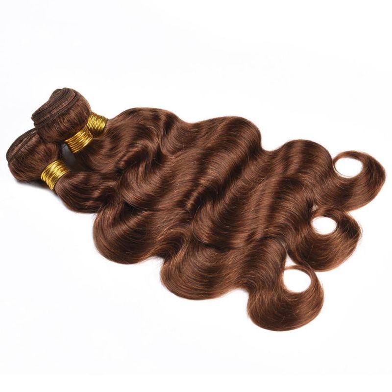 Brown Body Wave Bundles with Closure Brazilian Hair #4 Color 100% Human Hair Bundles with Closure Remy Hair for Black Women