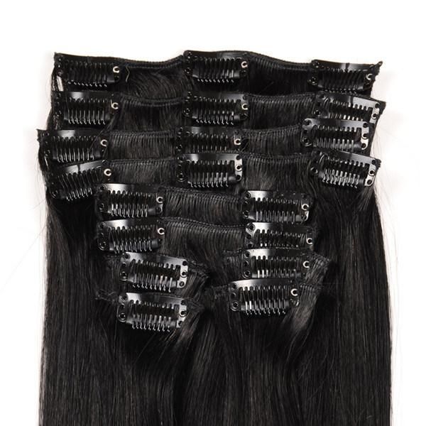 Good Quality Silk Straight Synthetic Hair Clips in Hair Extensions