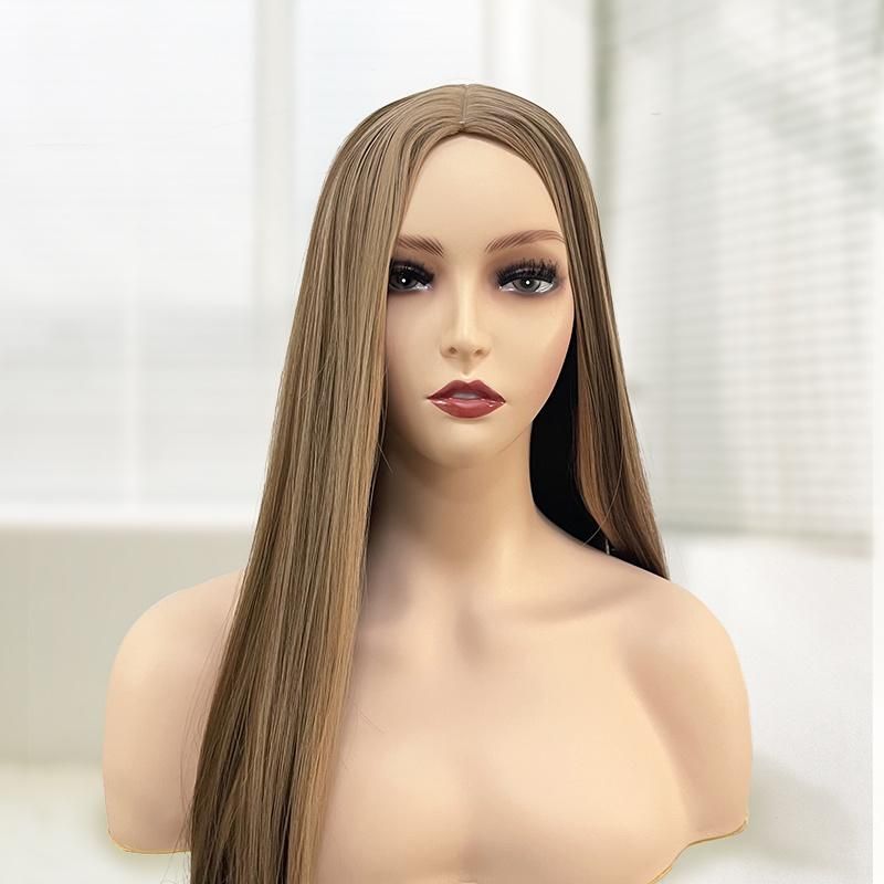 High Quality Long Ombre Straight Brown Mixed Blonde Synthetic Hair Wigs Wigs Heat Resistant Fiber Natural Looking Wig