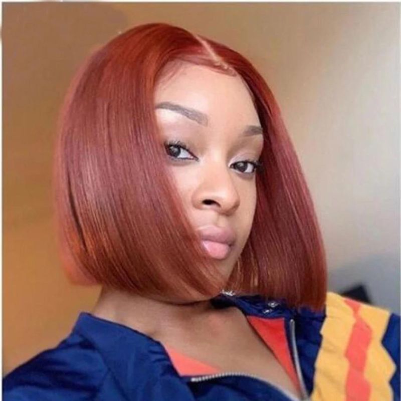 Lace Part Human Hair Wigs Short Bob Wigs 150% Brazilian Human Hair Wig Blue Orange Red Lace Frontal Wigs for Black Women 10 Inches