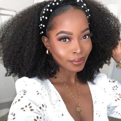 Kbeth Afro Kinky Curly Headband Wig Human Hair Brazilian Headband Wig for Women No Glue No Gel Full Machine Made Wig Beginner Friendly