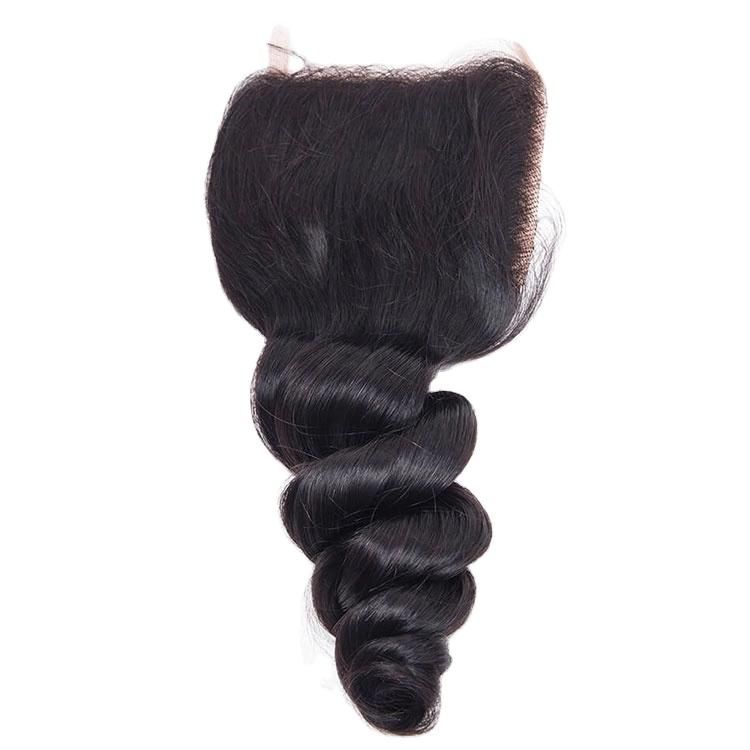 Kbeth Loose Wave 4*4 Lace Frontal Closure Hand Tied Transparent Lace 8 Inch Bouncy Human Hair Closures Ready to Ship