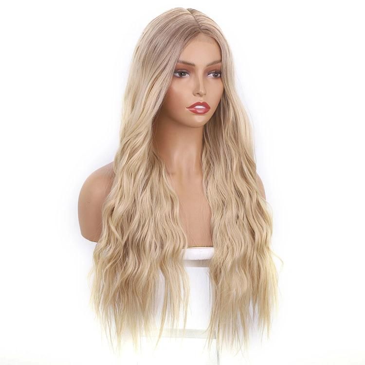 24inch Ombre Blond Synthetic Long Small Lace Wig for Women Wholesale Human Hair Wigs