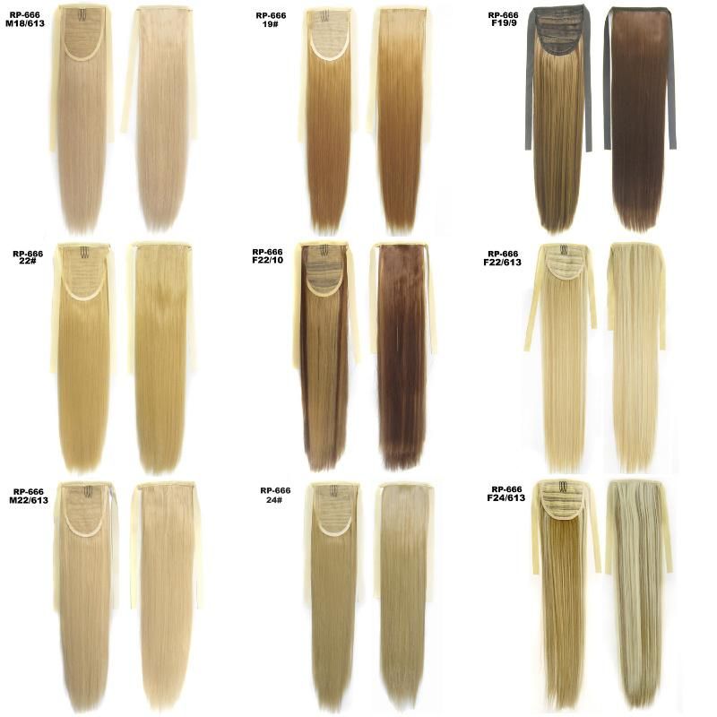 Ribbon Synthetic Silky Straight Tie up Ponytail Clip in Hair Extension