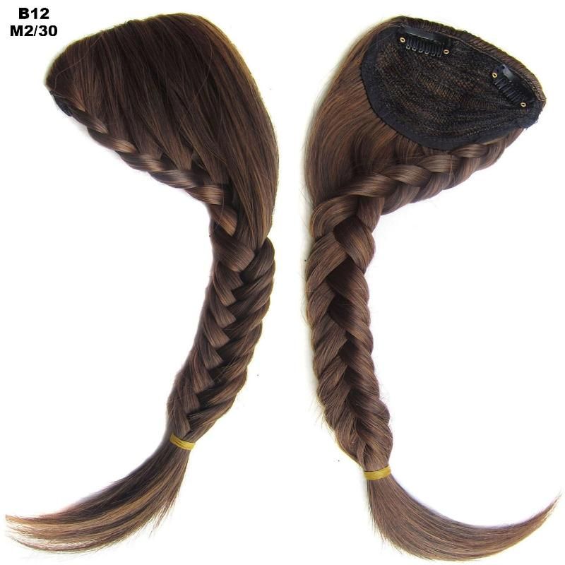 Synthetic Handmade Plait Fishtail Side Bangs Clip in Hair Piece