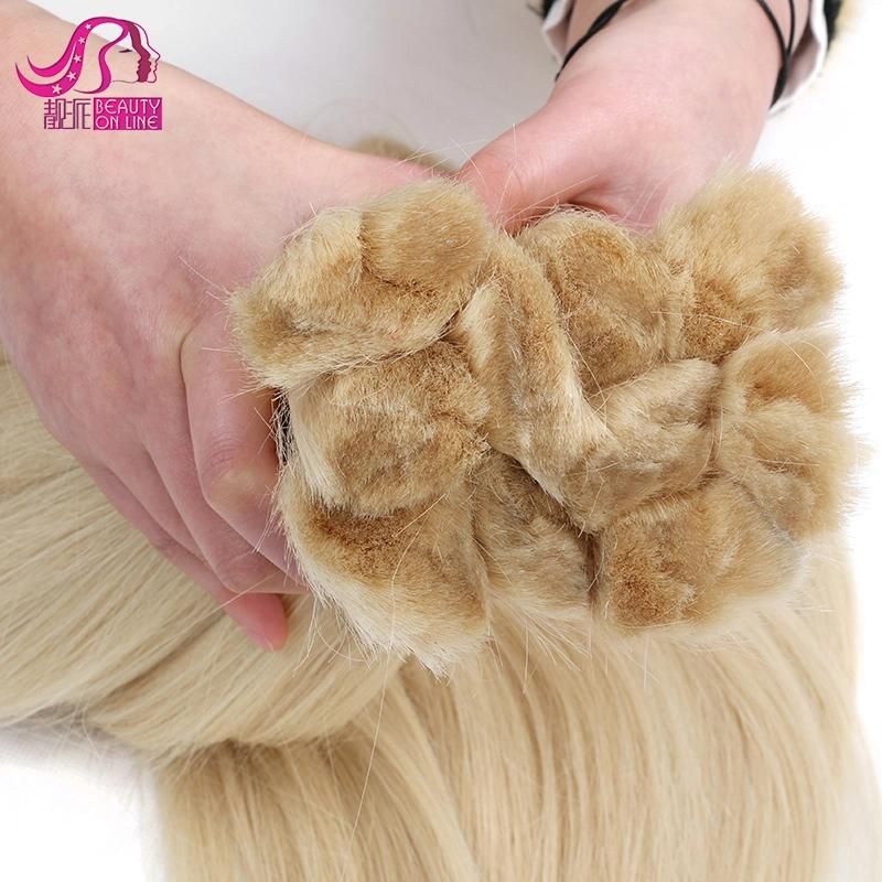 Color 613 Brazilian Blonde Remy Human Hair Bulk, Virgin Hair 10-30 Inch, 10A Grade Unprocessed Human Hair, No Shedding and No Tangle