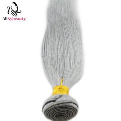 Alinybeauty Brazilian Natural Straight Hair Extensions Grey Human Hair