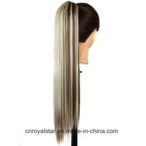 Fashion Secondary Colours Long Straight Hair Remy Straight Synthetic Ponytail