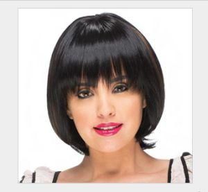 Top Quality Fashion Black Remy Hair Bob Bang Synthetic Wigs