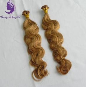 #27 Body Wavy Blonde Color Remy Human Flat Tip Hair Extension