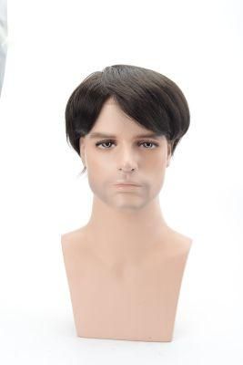 Natural Finish Luxury Mens Silk Top with French Lace Wig