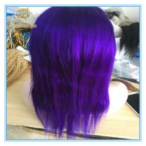 Top Quality Hot Sales #Purple Color Human Hair Lace Wigs with Factory Price Wig-022