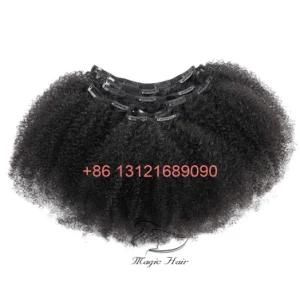 Afro Curly 7 Pieces/Set Brazilian Virgin Hair 120g/Set Clip in Hair Extensions