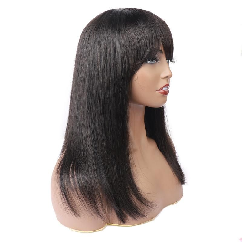 Remy Hair Vendor Full Machine Made Hair Wig with Bangs Non Lace Wig Bob Straight Human Wig