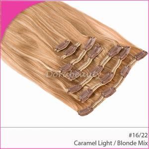 Mix Colors Blond Indian Remy Hair Clips in Hair Extensions