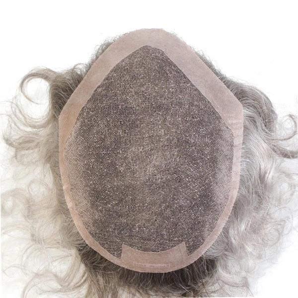 High Quality Grey Hair Full Hand Tied Male Full Lace Wig