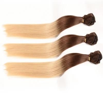 Two Tone Ombre Color Brazilian Virgin Hair Clip in Human Hair Extension