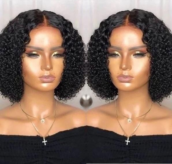 Glueless Kinky Curly Human Hair Bob Wig