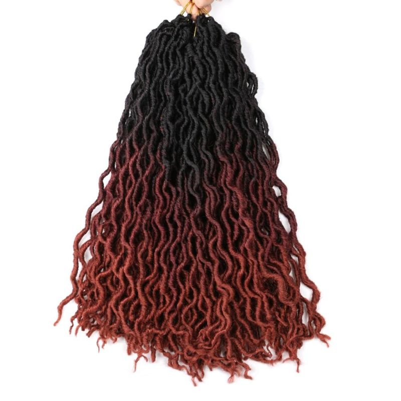 18" 24 Strands/Pack Synthetic Ombre Gypsy Locs Crochet Twist Braided Hair Goddess Locs Hair Extension