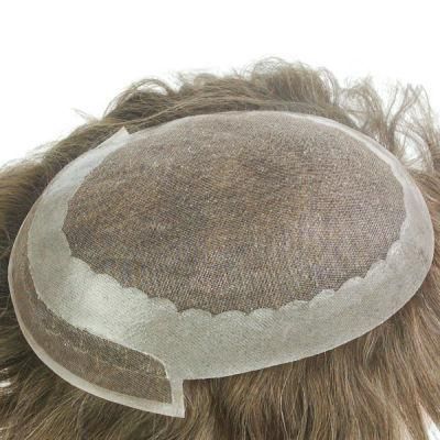 Fine Welded Mono with Transparent Skin Around Male Human Hair Toupee