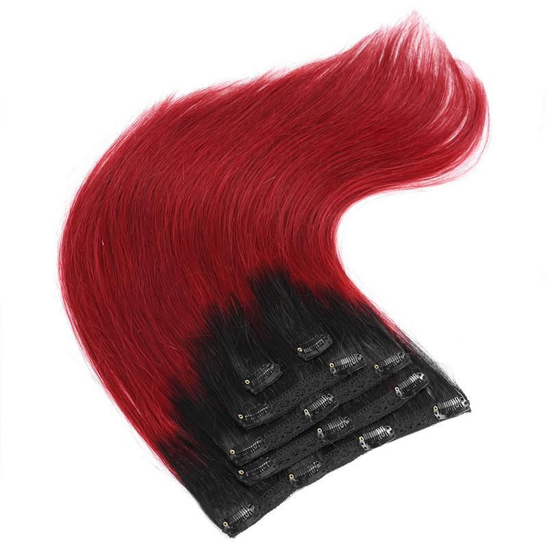 Best Selling Human Hair Weave Ombre Color Clip Hair Extensions 100% Remy Indian Clip in