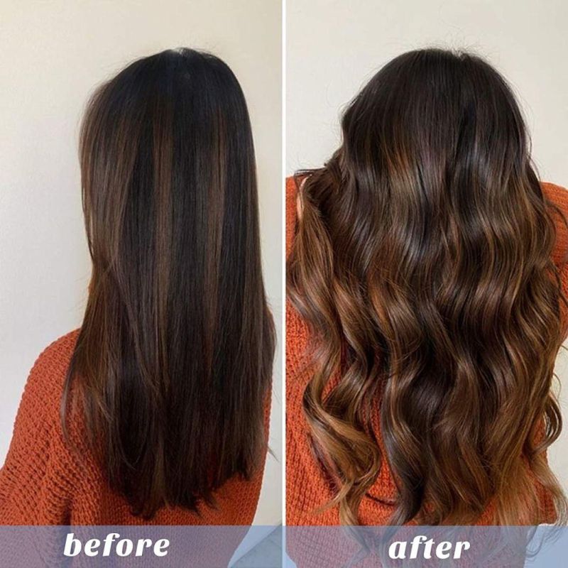 Hair Extensions Dark Brown to Chestnut Brown 16 Inch Natural Real Hair Extensions Hidden Crown Wire Hair Extensions with Invisible Fish Line Straight