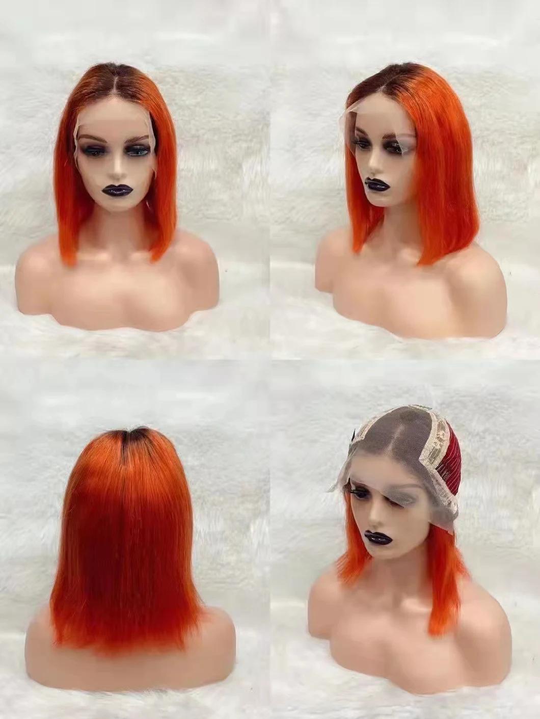 Brazilian Human Hair Bang Bob Bang Front Lace Wig